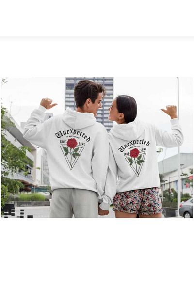 BUY CENTER Lover Couple Combos Unexpected 2 Items Λευκό φούτερ με κουκούλα