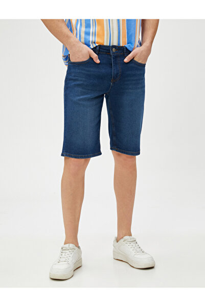 Koton 3sam40220nd 741 Koyu Indigo Erkek Pamuk Denim Şort