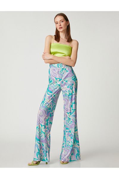 Koton Abendkleid-Hose mit Pailletten, weites Bein, elastische Taille
