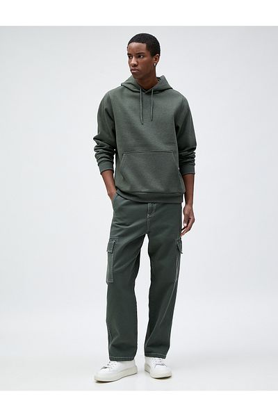 Koton Basic Hooded Sweat Pocket Detailed Long Sleeve