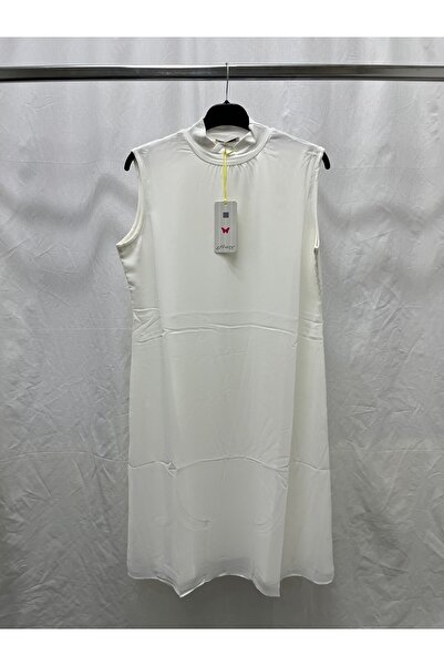 Zeynep Butik Efraze Tunica din bumbac pieptănat cu gât înalt din șifon - mâne...