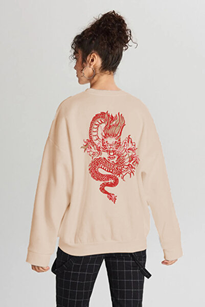 Pasage Μπλουζάκι TREND NICE O oversized Front Dragon B με τύπωμα Μαύρο φούτερ