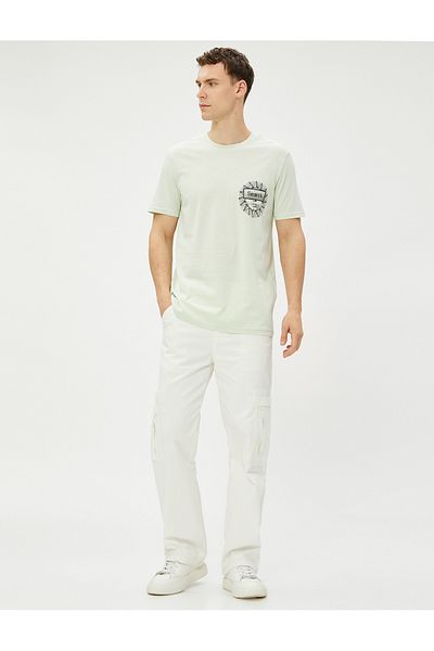 Koton Crew Neck Slogan Printed Cotton T-Shirt