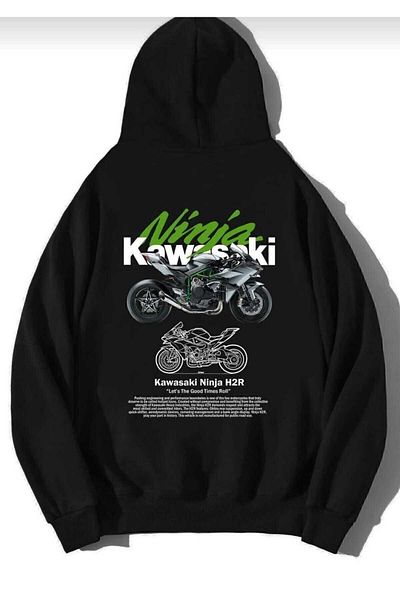 BUY CENTER Унисекс суичър с качулка Kawasaki Ninja H2R с голям размер
