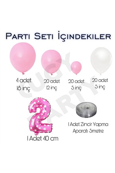 CUGY Natural Pink Balloon Heart Detail Age Number Jumbo Balloon Birthday Decoration Party Set