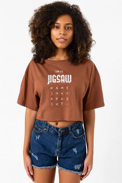Tshirthane Jigsaw Game Isn_T over yet Brown Women's Crop Tshirt