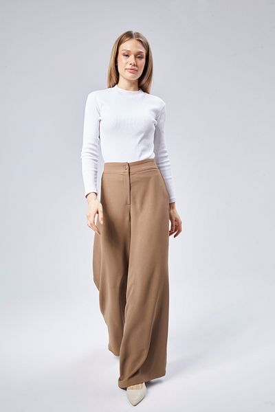 sehatex Women's Trousers Crepe Fabric Elastic Waist Comfortable Cut