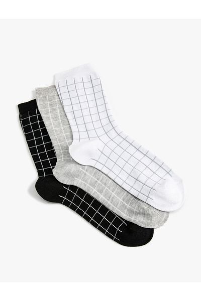 Koton Checkered 3-Piece Sock Set Multi Color
