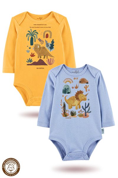 MAHFEL 2-Piece 100% Cotton Organic Printed Snap Fastener Baby Bodysuit