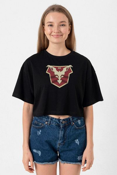 Tshirthane Jupiters Legacy Utopian Chest Black Women's Crop T-Shirt