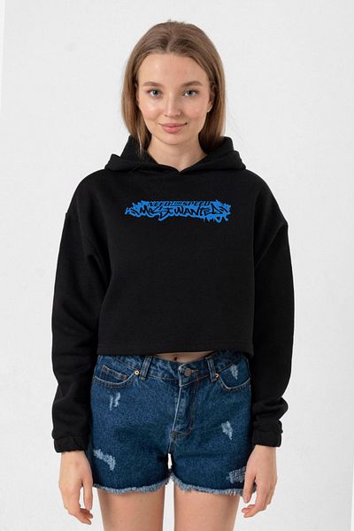 Tshirthane Need for Speed Most Wanted Black Women's Crop Hoodie