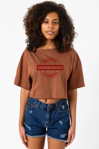 Tshirthane John Wick Continental Excommunicado Brown Women's Crop Tshirt