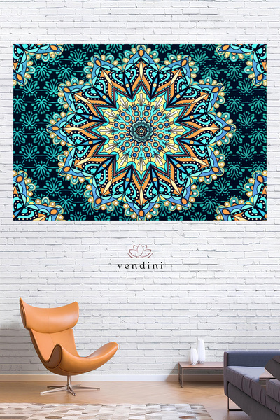 Vendini غطاء حائط منقوش بألوان زاهية من ماندالا - Tapestry
