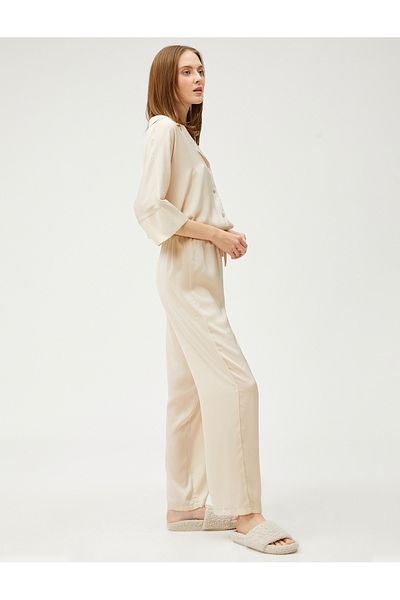 Koton Satin-Pyjamahose mit elastischem Bund und geradem Bein