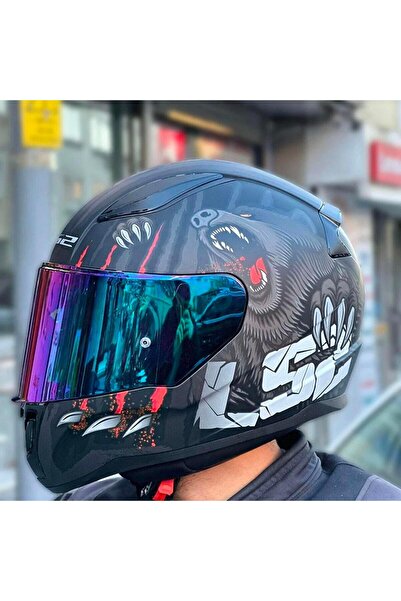 LS2 Rapid 2 Clawn Full Face Motosiklet Kaskı Şeffaf Gökkuşağı Vizörlü