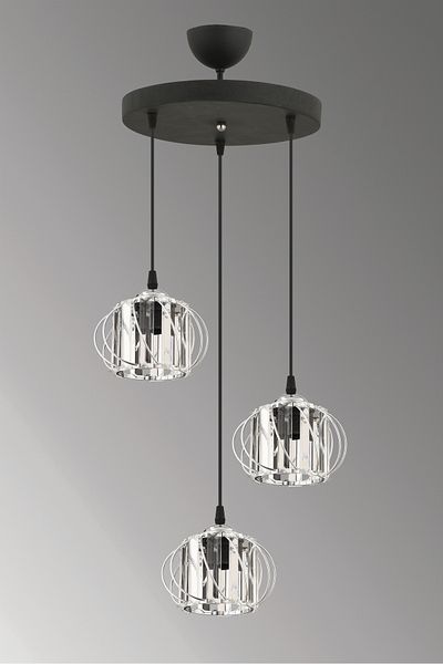 ESSLİGHT Clara 3-Piece Pendant Chandelier (Crystal Stone) Living Room Kitchen Bedroom Young Room Office