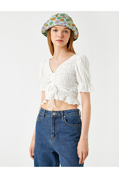 Koton Blúzka s balónikovým rukávom s hrebenatkami