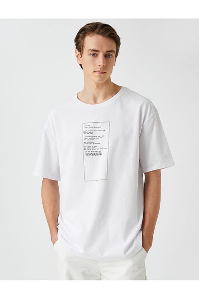 Koton Κοντό μανίκι με στάμπα T-Shirt με λαιμόκοψη