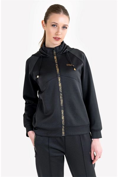 Lescon Top cu fermoar cu glugă pentru femei 23ntbs002126-633 Negru