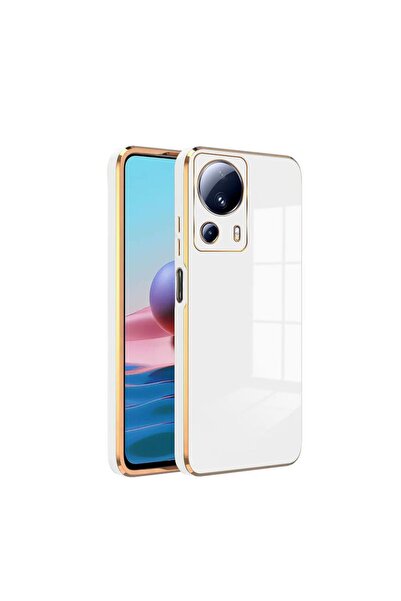 Zebana Xiaomi Mi 13 Lite Uyumlu Kılıf Golden Silikon Kılıf Beyaz
