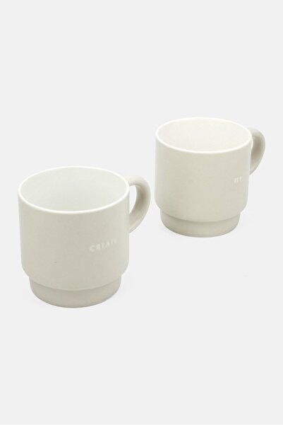Muy Mucho 2 Piece Plain New Bone Mug, Off White