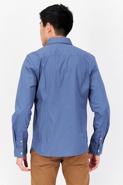 Vince Camuto Men Classic Fit Solid Long Sleeves Casual Shirt, Stone Blue