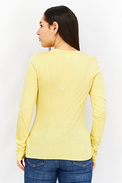 Timberland Women V-neck Long Sleeves Embroidered Logo Blouse, Yellow