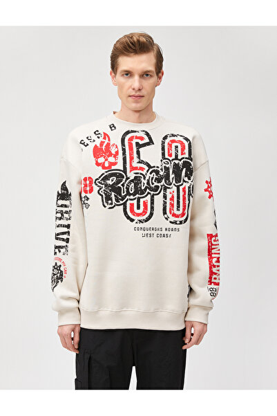 Koton College Oversize Φούτερ με λαιμόκοψη με στάμπα