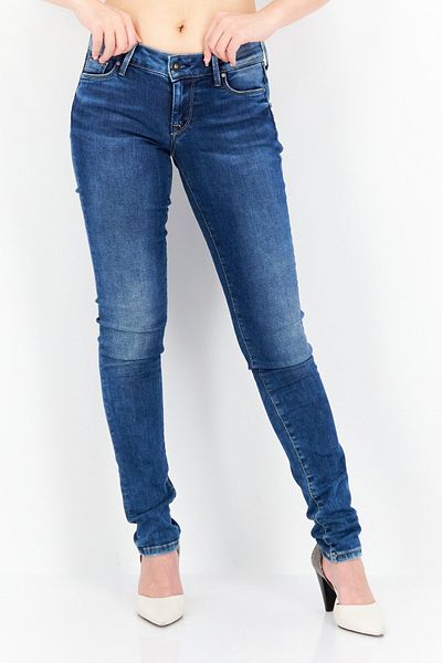 Pepe Jeans بنطلون جينز نسائي بقصّة عادية ومغسول، أزرق