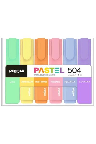 PENMAX Highlighter Marker Pastel Colors Set of 6