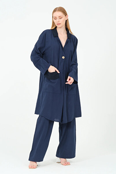 Butik Бавовняний костюм з одним ґудзиком та штанами