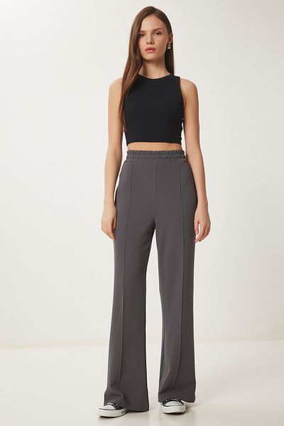 Lovelyİstanbul Wide Leg Comfortable Knitted Trousers Smoked Lrv0092