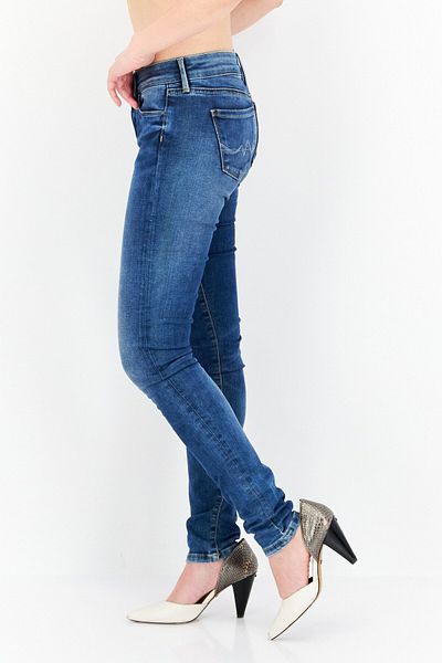 Pepe Jeans بنطلون جينز نسائي بقصّة عادية ومغسول، أزرق