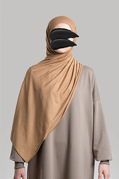 Lemaye Χτενισμένο βαμβακερό σάλι - Καφέ γαλακτώδες