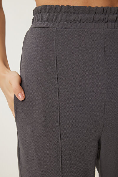 Lovelyİstanbul Wide Leg Comfortable Knitted Trousers Smoked Lrv0092