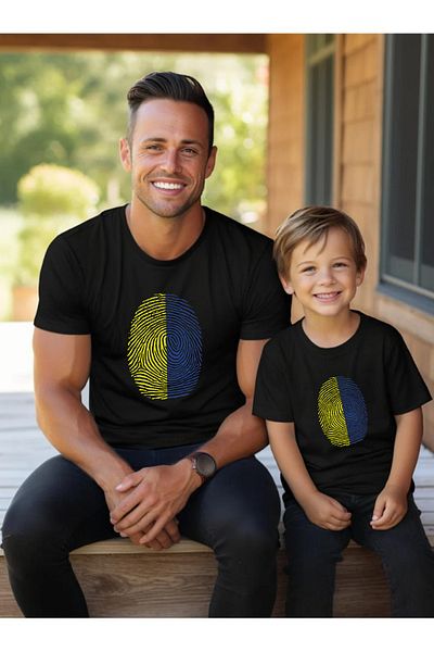 Tshirthane Κίτρινο Navy Blue Fingerprint Father Son Daughter (Η ΤΙΜΗ ΕΙΝΑΙ ΓΙΑ ΕΝΑ ΠΡΟΪΟΝ ΤΟ ΕΛΑΧΙΣΤΟ 2 ΤΕΜΑΧΙΑ ΠΡΟΣΘΗΚΗ ΣΤΟ ΚΑΛΑΘΙ ΓΙΑ ΣΥΝΔΥΑΣΜΟ