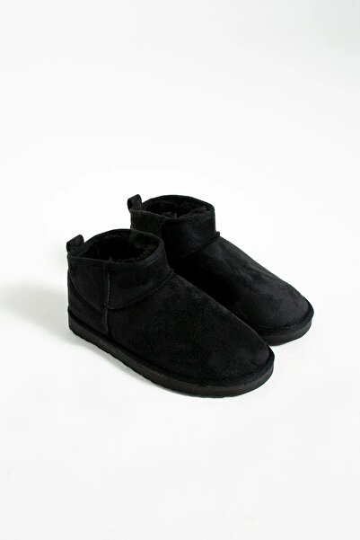 EFW Wissal Kadın Içi Kürklü Yarım Bot Siyah Süet
