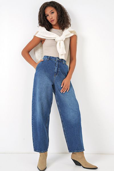 Bigdart 6688 Dámske Baggy Jeans s vysokým pásom - námornícka