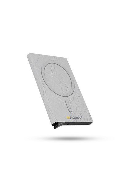 Wrapsol Αυτόματη θήκη πιστωτικής κάρτας Magsafe Grey RFID Shielded από αλουμίνιο - Ανάγλυφο γραμμικό
