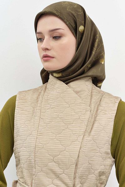Tuğba Beige Long Quilted Vest - Belted