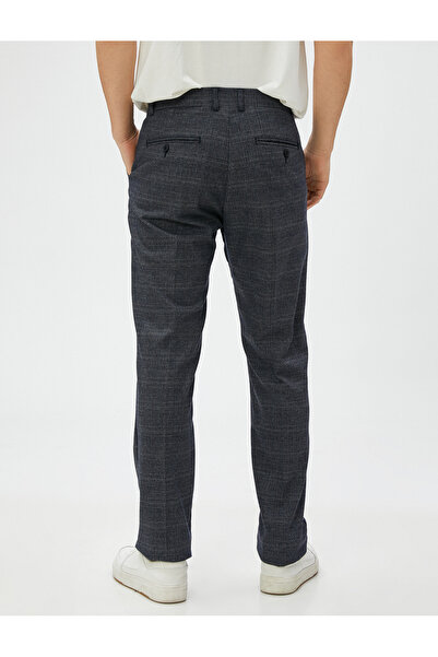 Koton Checked Trousers with Button Detail and Pockets