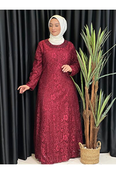 Butik büyük beden Guipure Lace Evening Dress