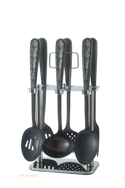 drobina 7 piece stainless steel room spoon set, full black