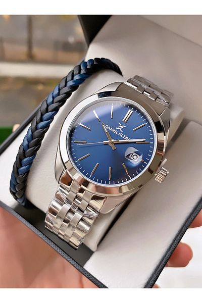 Daniel Klein Silver Color Women's Wrist Watch + Bracelet