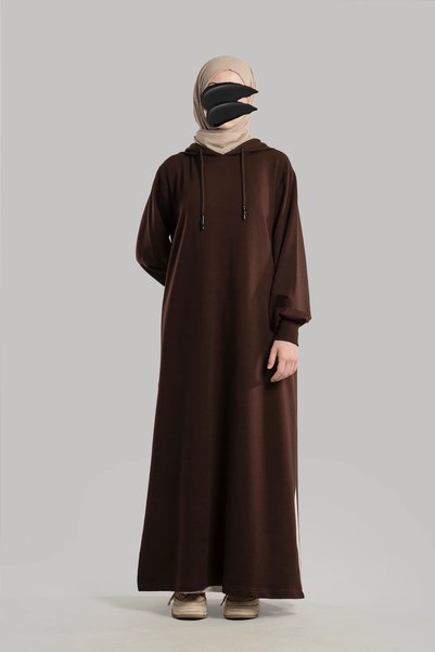 Emare فستان قطني بقلنسوة مسطحة
