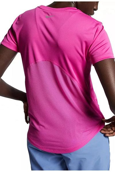 Nike Tricou Miler Dri Fit pentru alergare, antrenament sport, cu panou de aer, fucsia