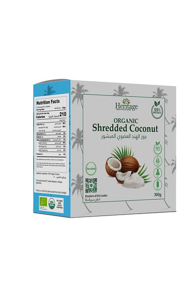 HERITAGE Organic Shredded Coconut, 300 Gm