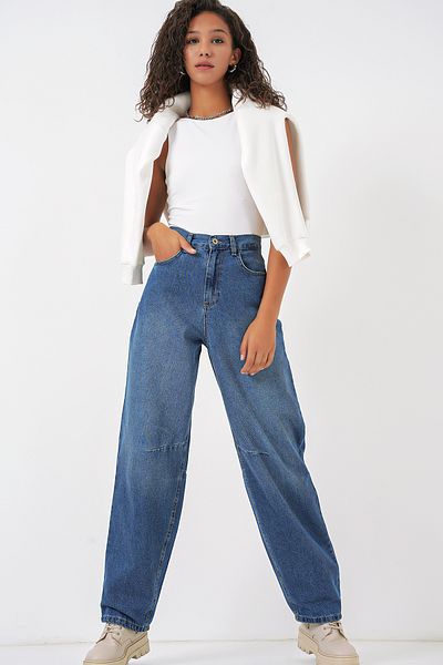 Bigdart 6689 Dámske Baggy Jeans s vysokým pásom - námornícka
