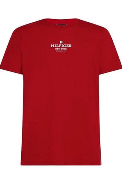 Tommy Hilfiger Men's Red T-Shirt with Logo