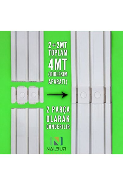 Nalbur Bakkal 3'lü 3 Raylı Perde Rayı Korniş 4 Metre (2 + 2 Metre)